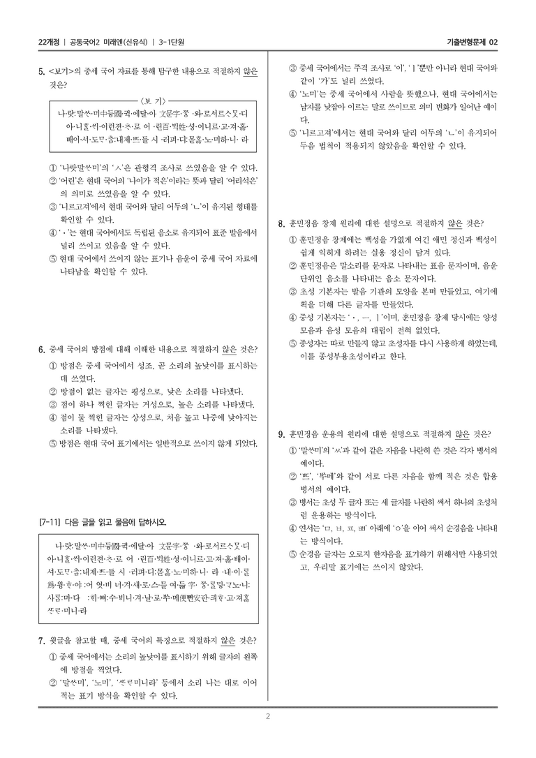 3-1 변화하는 국어의 모습_기출 적중 문제02_preview_2