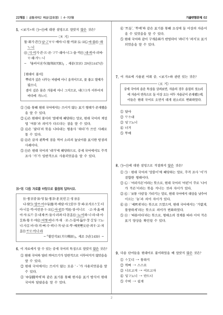 4-1 변화하는 국어와 매체_기출 적중 문제02_preview_2