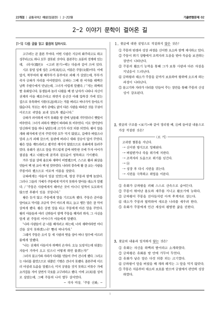2-2 이야기 문학이 걸어온 길_기출 적중 문제02_preview_1