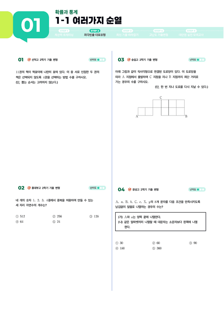 1-1 여러 가지 순열 | STEP2 최다빈출대표유형_preview_1