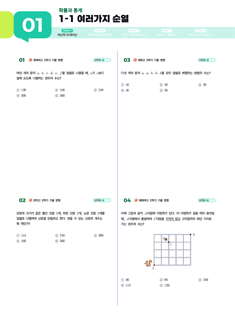 1-1 여러 가지 순열 | STEP1 개념확인문제_preview_1