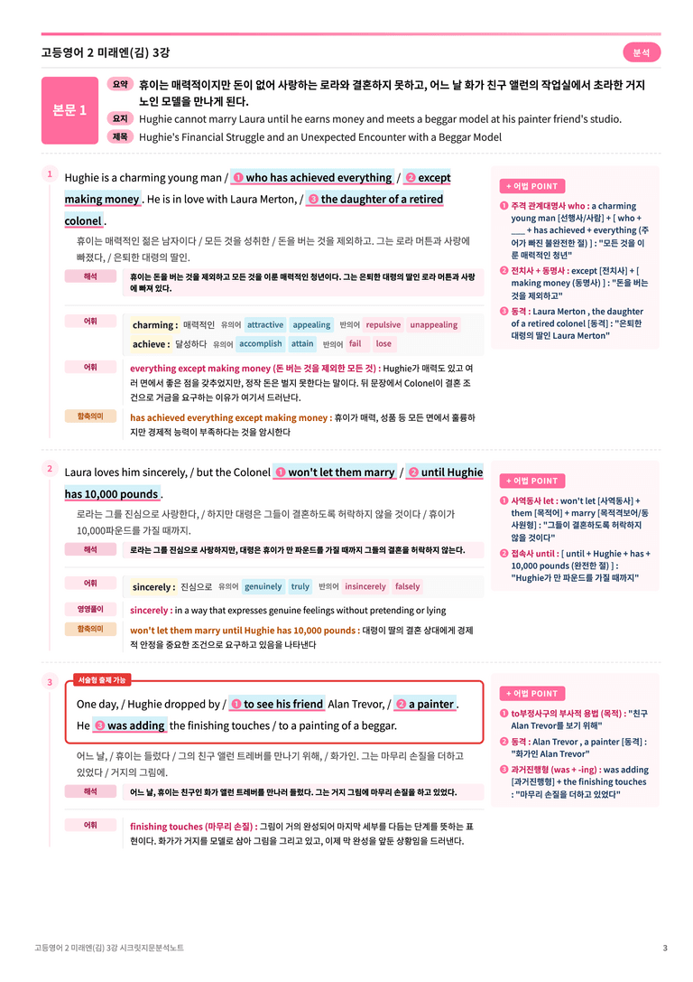 ❤️고등영어2 미래엔(김) [3강][지문분석 + 단어장 + 파이널체크]❤️ by 대치동 시크릿_preview_3