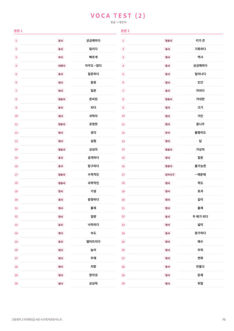 ❤️고등영어2 미래엔(김) [4강][지문분석 + 단어장 + 파이널체크]❤️ by 대치동 시크릿_preview_73