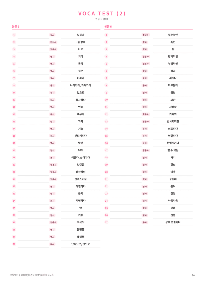 ❤️고등영어2 미래엔(김) [5강][지문분석 + 단어장 + 파이널체크]❤️ by 대치동 시크릿_preview_64