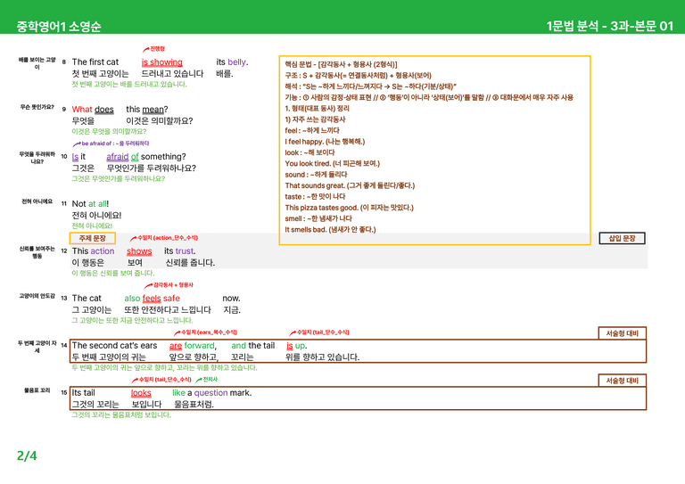 [22개정] 중학영어1 천재(소) 3-4과 본문분석 by 시드잉글리쉬_preview_2