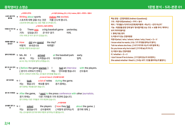 [22개정] 중학영어2 천재(소) 5-6과 본문분석 by 시드잉글리쉬_preview_2