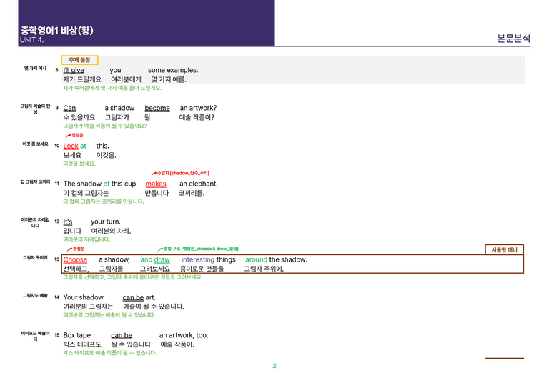 [빠르고 효율적인] 중학 영어 1 비상(황) 3-4과 본문분석_preview_28