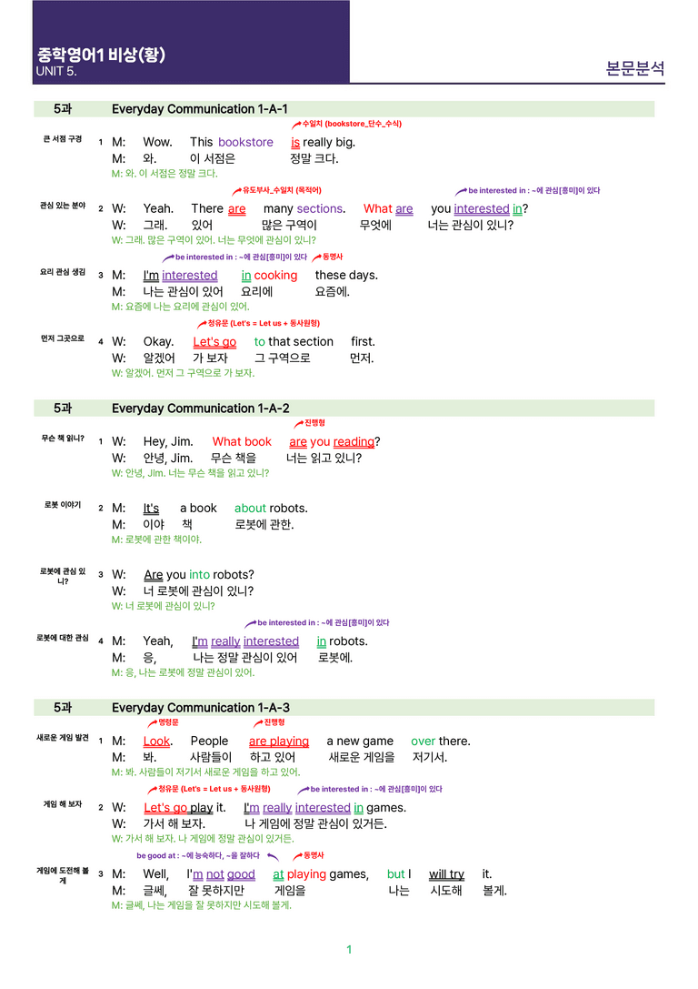 [빠르고 효율적인] 중학 영어 1 비상(황) 5-6과 본문분석_preview_15