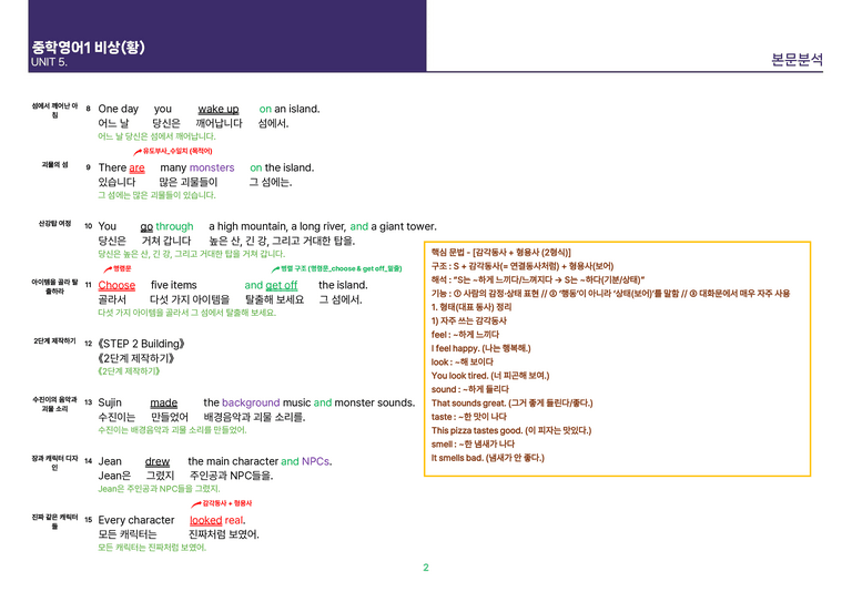 [빠르고 효율적인] 중학 영어 1 비상(황) 5-6과 본문분석_preview_2
