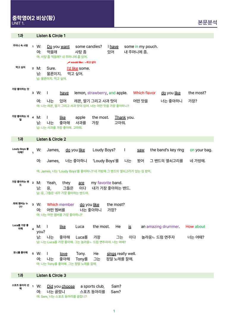 [빠르고 효율적인] 중학 영어 2 비상(황) 1-2과 본문분석_preview_19