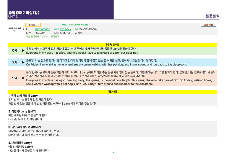 [빠르고 효율적인] 중학 영어 2 비상(황) 1-2과 본문분석_preview_38