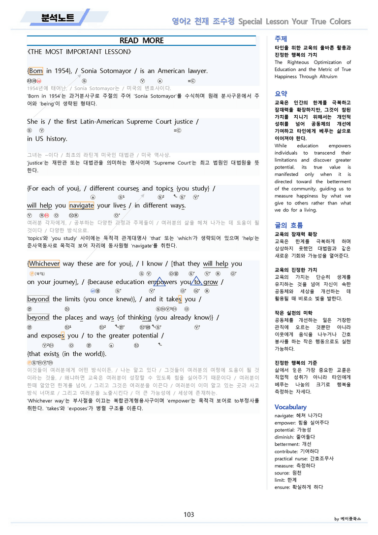 고등영어2 천재 조수경 분석노트 전체통합 할인자료 메이플북스 22년 개정_preview_103
