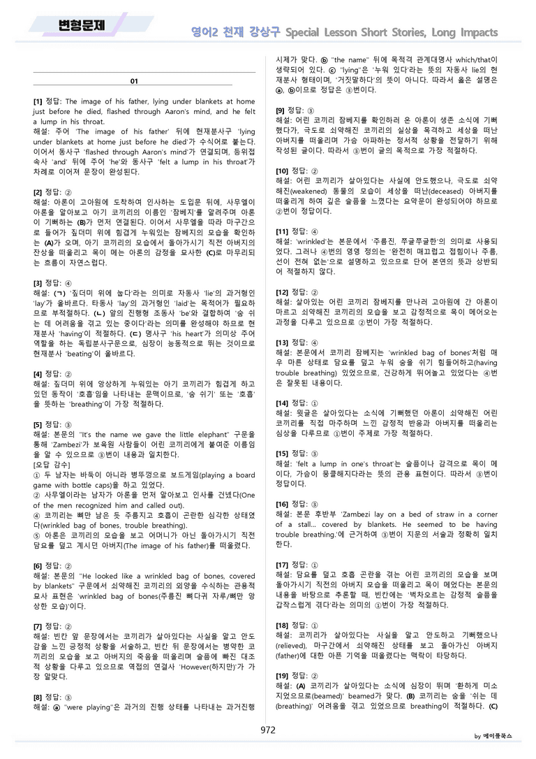 고등영어2 천재 강상구 올인원 전체통합 파격할인 메이플북스 22년 개정_preview_972