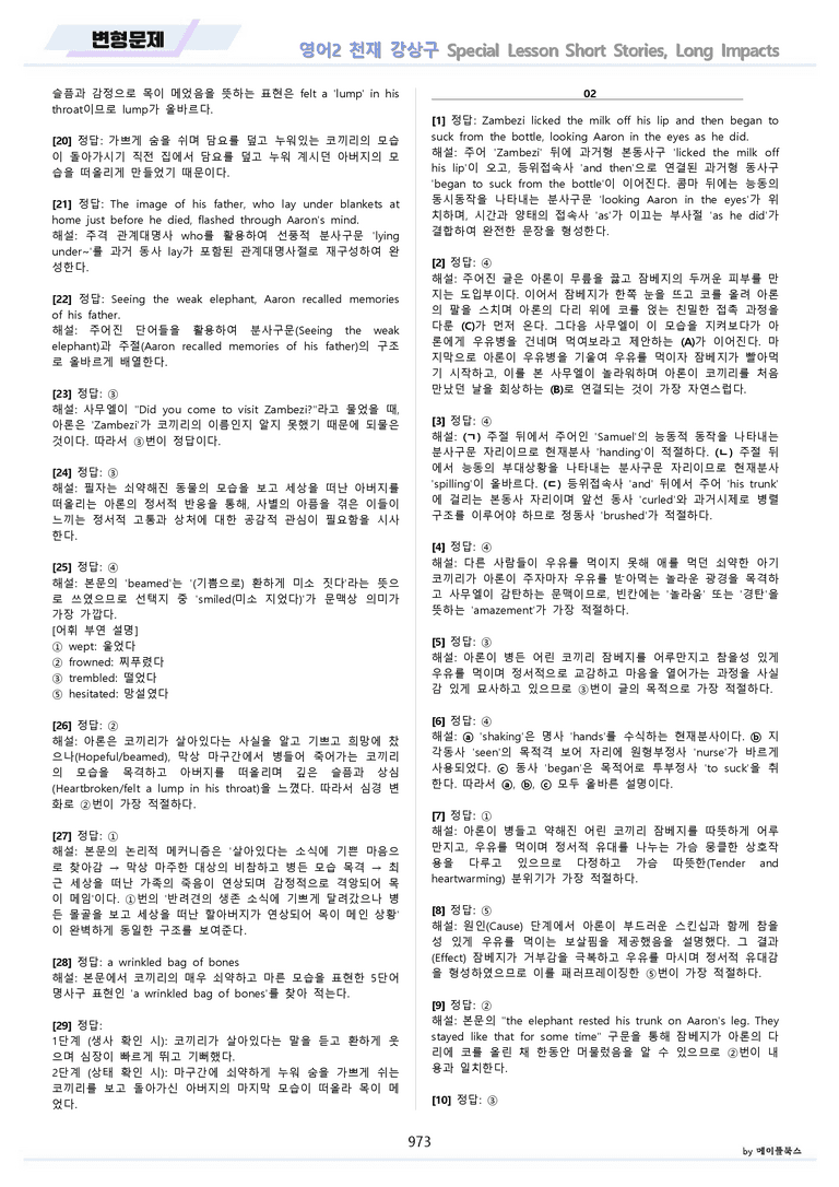 고등영어2 천재 강상구 올인원 전체통합 파격할인 메이플북스 22년 개정_preview_973
