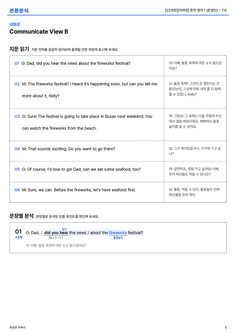 [미래엔] 중학 영어 1 (문영인) 7과 본문분석_preview_5