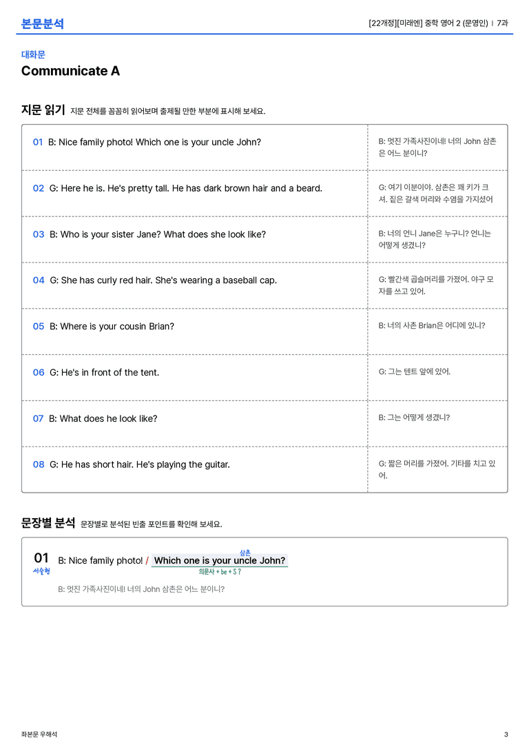 [미래엔] 중학 영어 2 (문영인) 7과 본문분석_preview_3