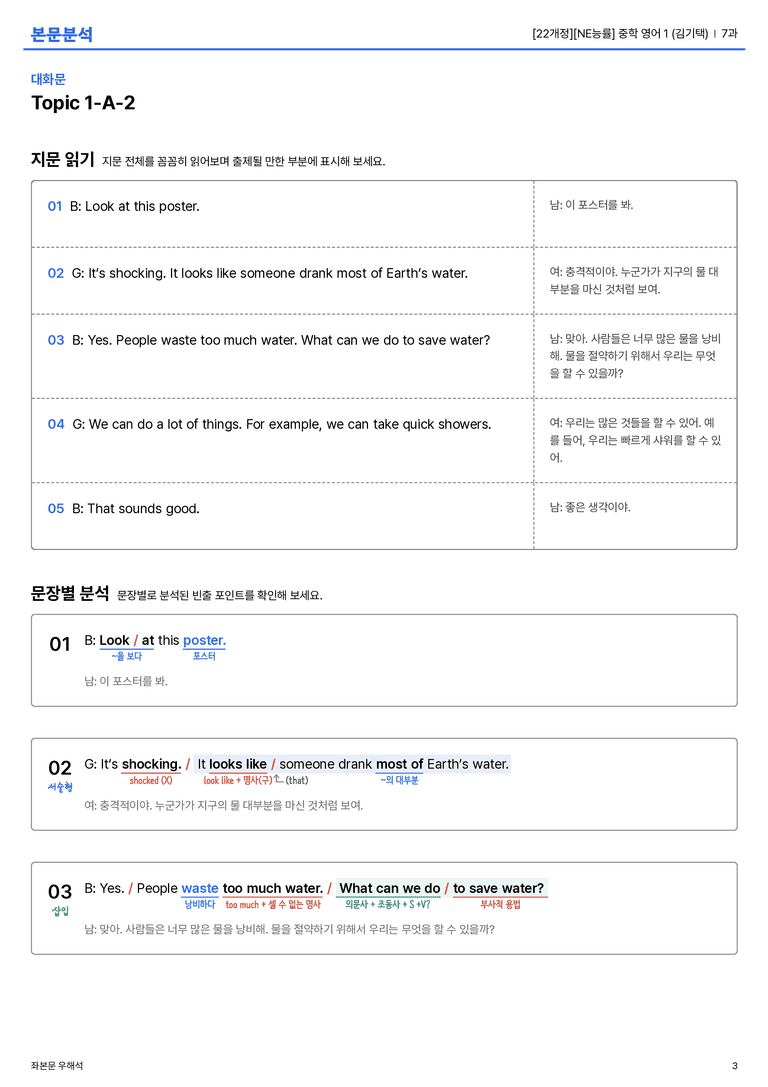 [NE능률] 중학 영어 1 (김기택) 7과 본문분석_preview_3