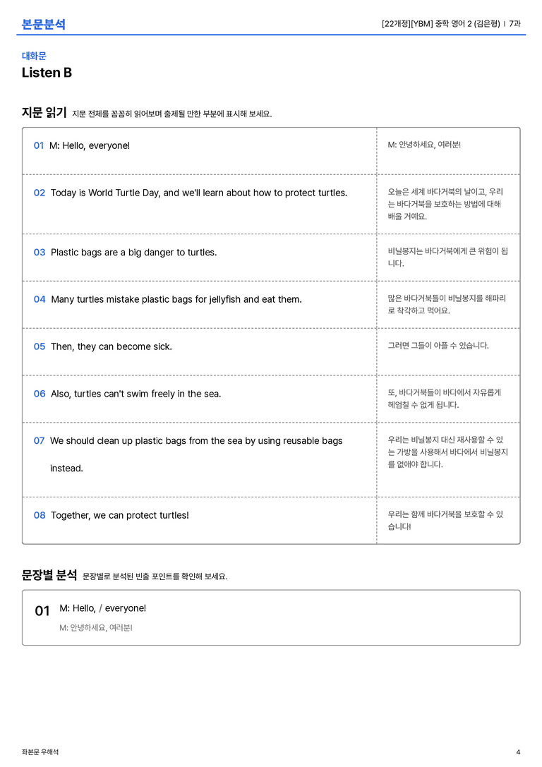 [YBM] 중학 영어 2 (김은형) 7과 본문분석_preview_4