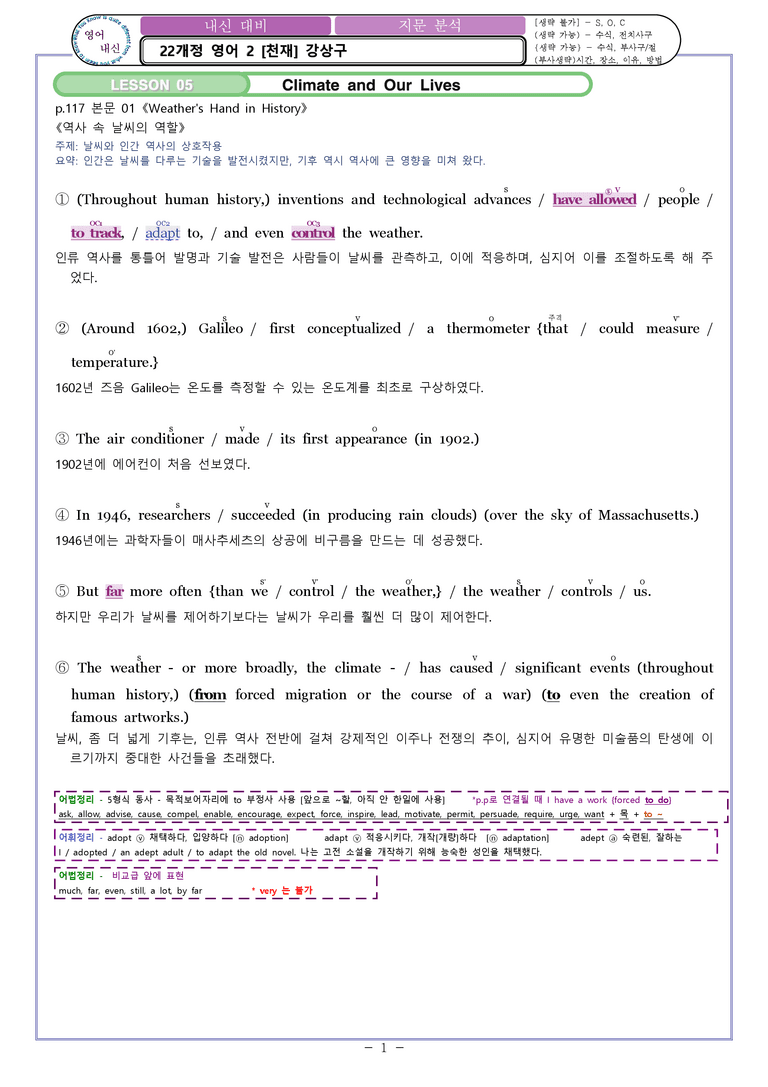 영어2 천재 강상구 [분석] Model Writing 05과 by 와츄노_preview_1