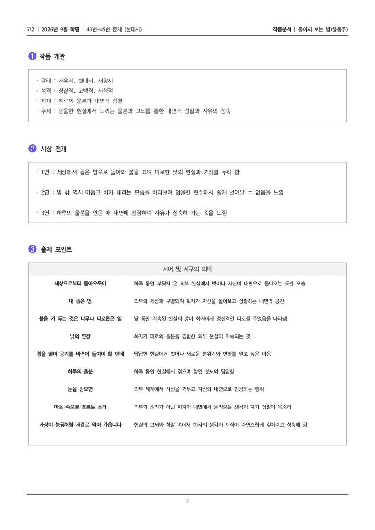 [고2] 2026년 9월 | 43-45번 (현대시 1)_작품분석_preview_3