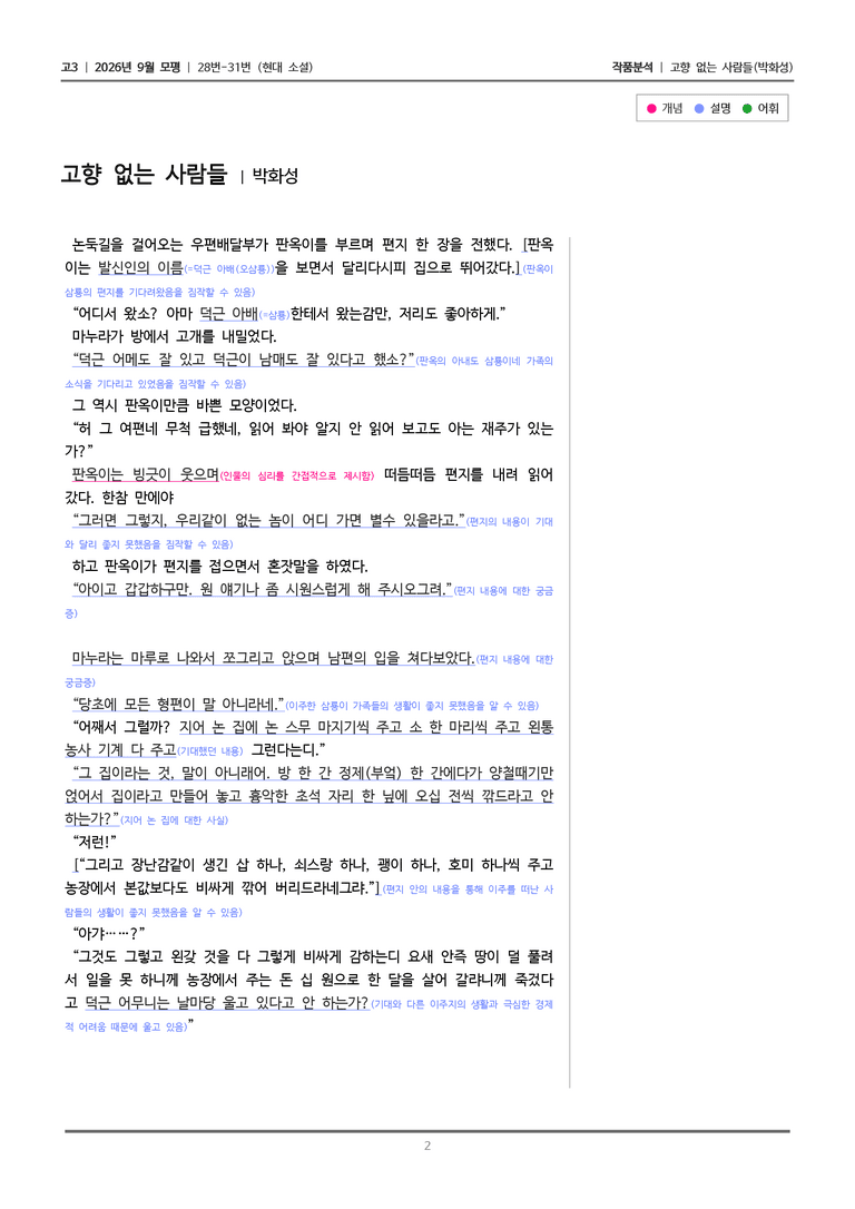[고3] 2026년 9월 | 28-31번 (현대 소설)_작품분석_preview_2