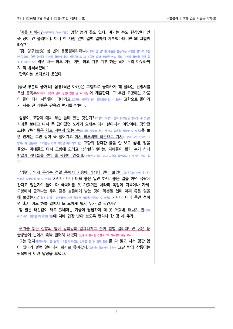 [고3] 2026년 9월 | 28-31번 (현대 소설)_작품분석_preview_3