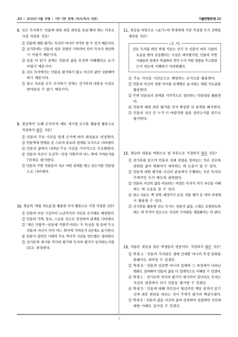 [고3] 2026년 9월 | 1-3번 (독서 독서 이론)_기출 적중 문제02_preview_3