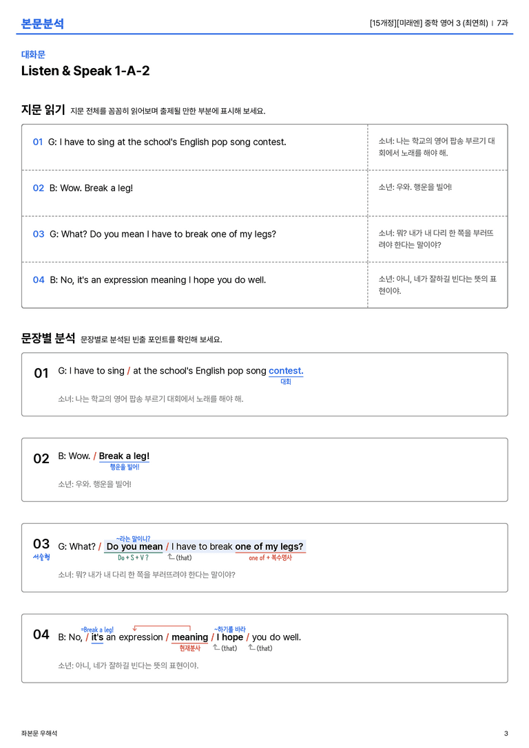 [미래엔] 중학 영어 3 (최연희) 7과 본문분석_preview_3