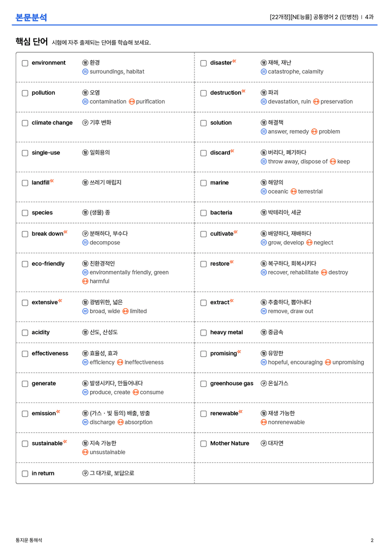 [NE능률] 공통영어 2 (민병천) 4과 | STEP1 본문분석_preview_2
