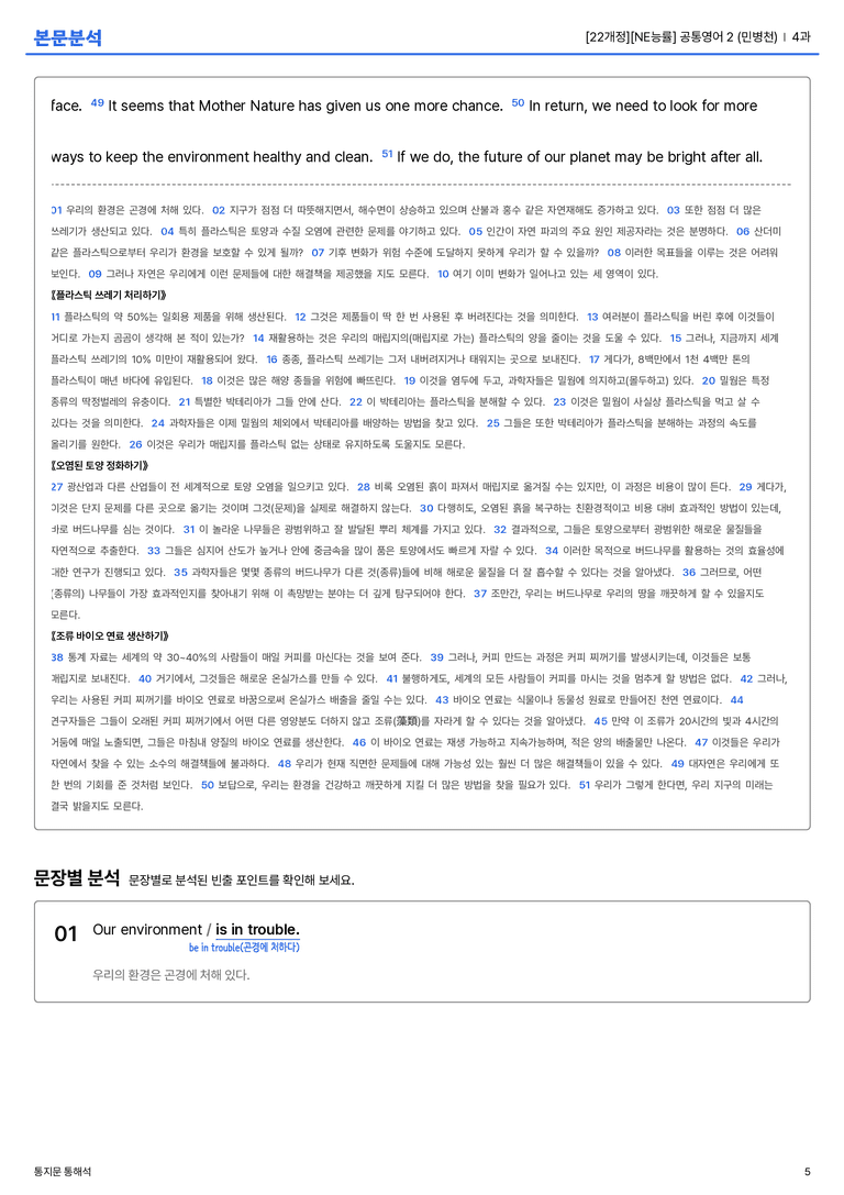 [NE능률] 공통영어 2 (민병천) 4과 | STEP1 본문분석_preview_5