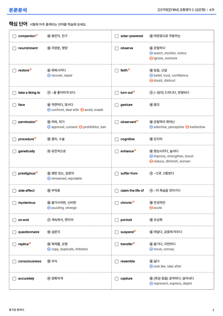 [YBM] 공통영어 2 (김은형) 4과 | STEP1 본문분석_preview_2
