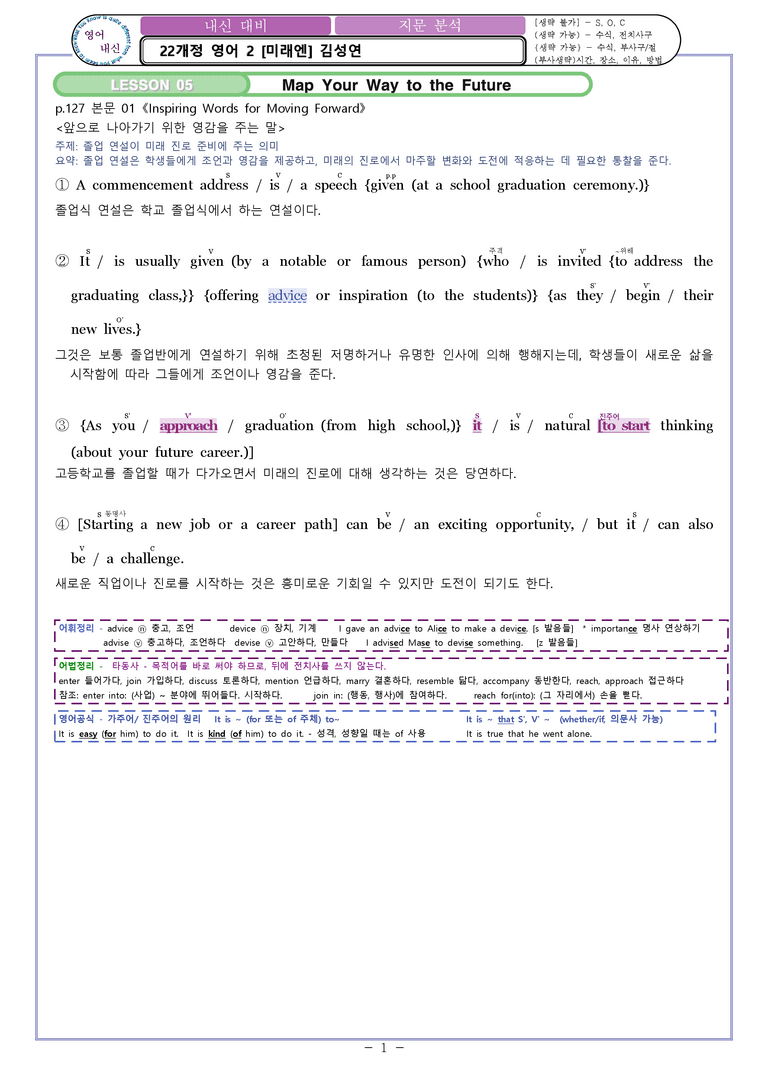 영어2 미래엔 김성연 [분석] Sample Analysis 05과 by 와츄노_preview_1