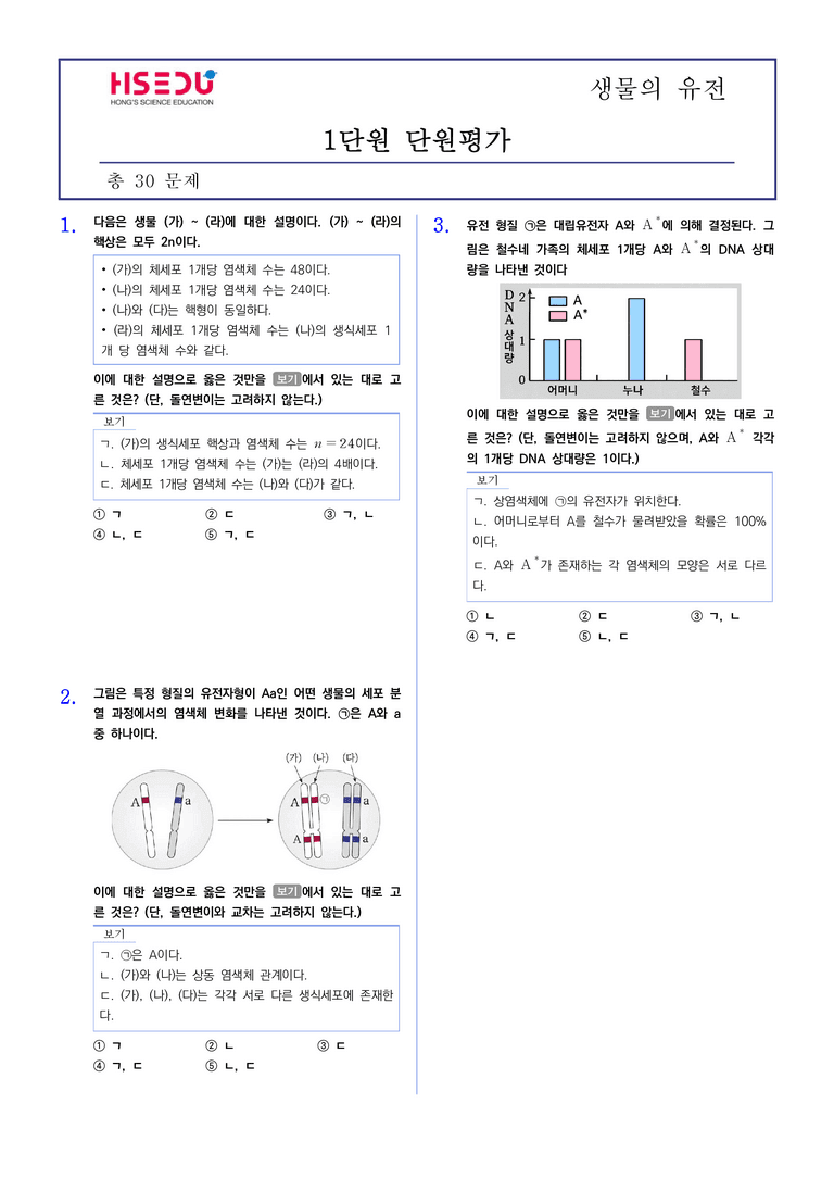 1단원 유전자와 유전물질 | STEP5 대단원실전모의고사_preview_1