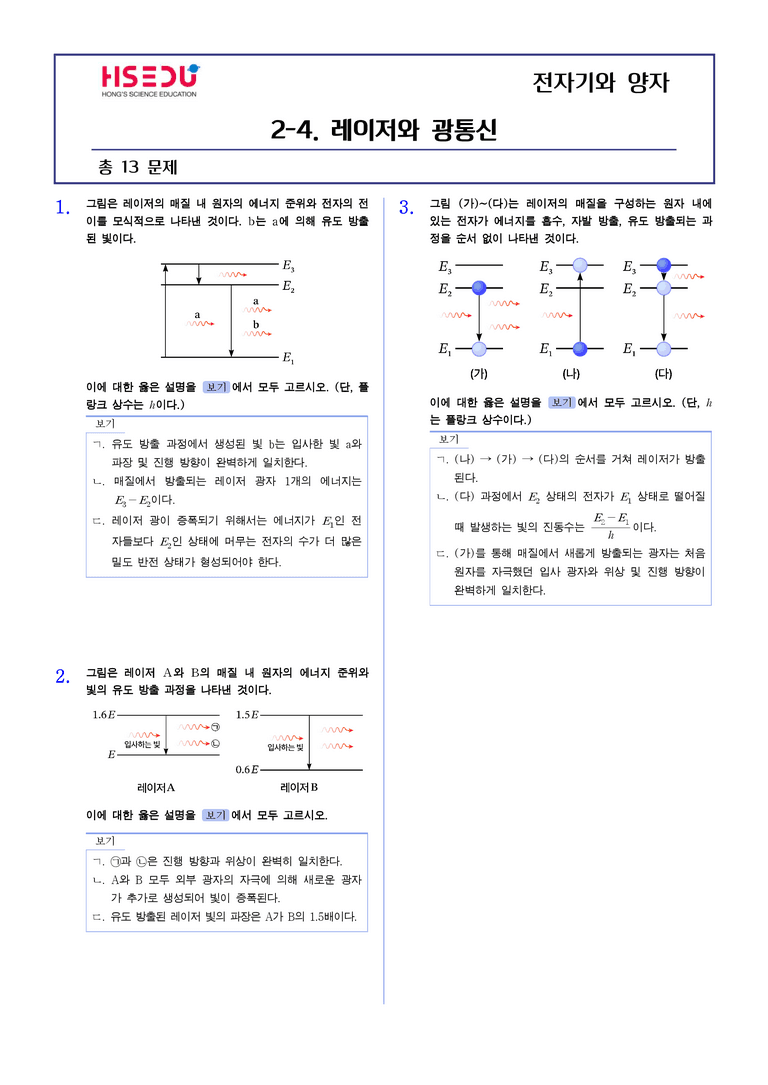 2-4 레이저와 광통신 | STEP2 최다빈출대표유형_preview_1
