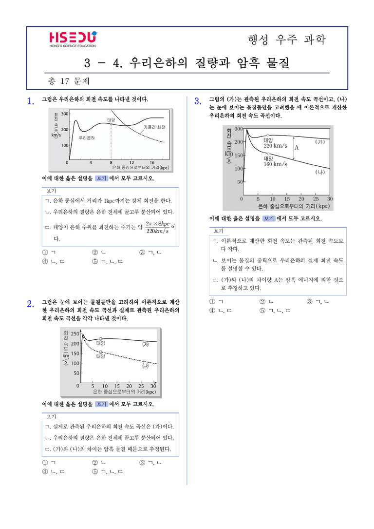 3-4 우리은하의 질량과 암흑 물질 | STEP2 최다빈출대표유형_preview_1