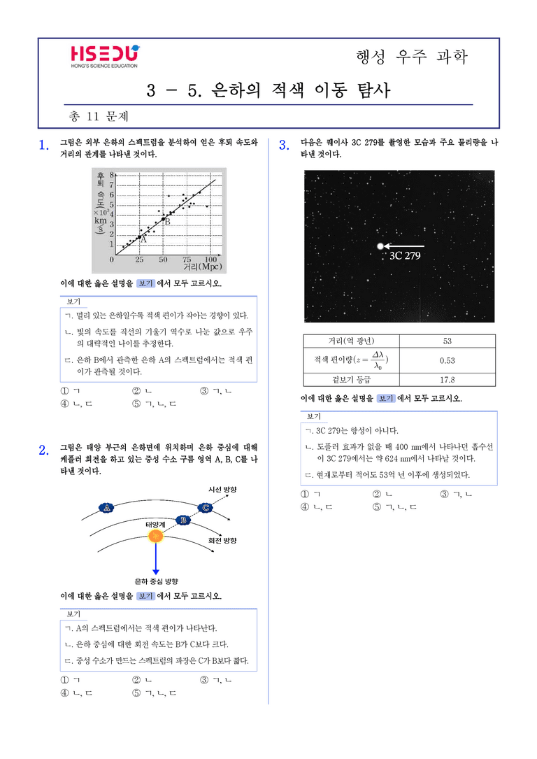 3-5 은하의 적색 이동 탐사 | STEP2 최다빈출대표유형_preview_1