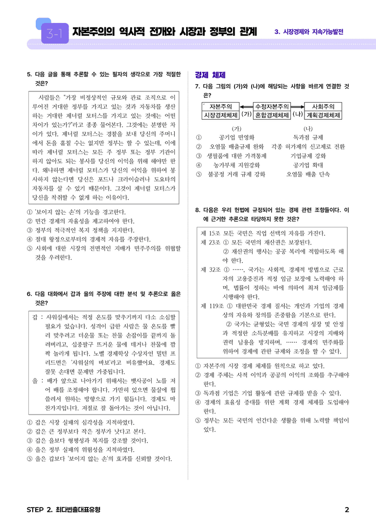 3-1 자본주의의 역사적 전개와 시장과 정부의 관계 l STEP2 최다빈출대표유형_preview_2