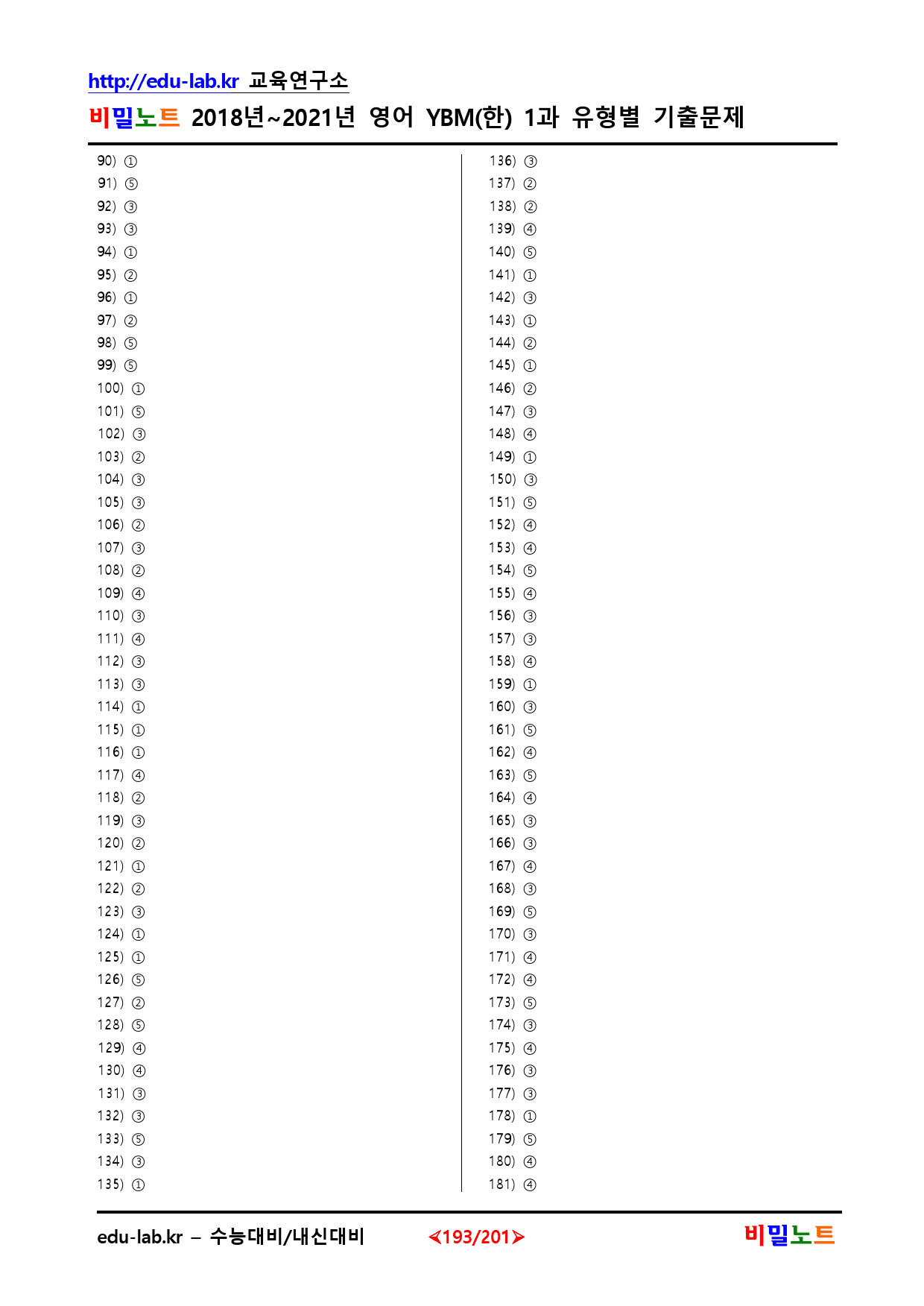 18-21년_영어 YBM(한)1과 유형별문제(서술형포함) 649문항_preview_193