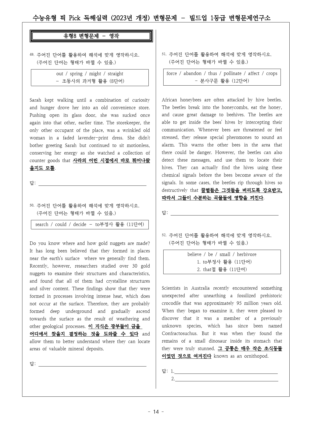 수능유형 픽 PICK 독해 실력 (2023년 개정) 유형8 변형문제_preview_14