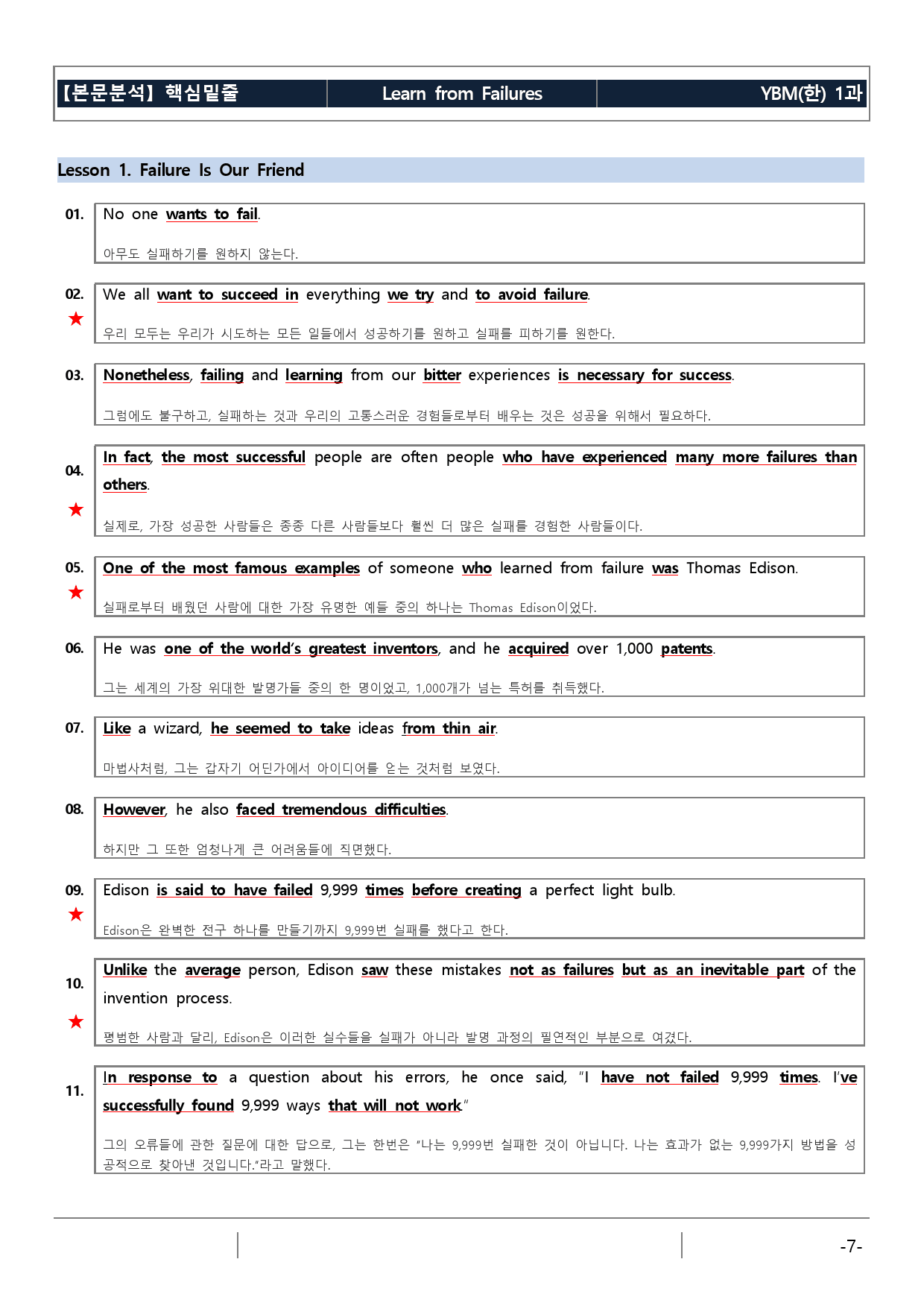 YBM(한) 영어I 1과 기본 (워크북+기본변형문제)_preview_7