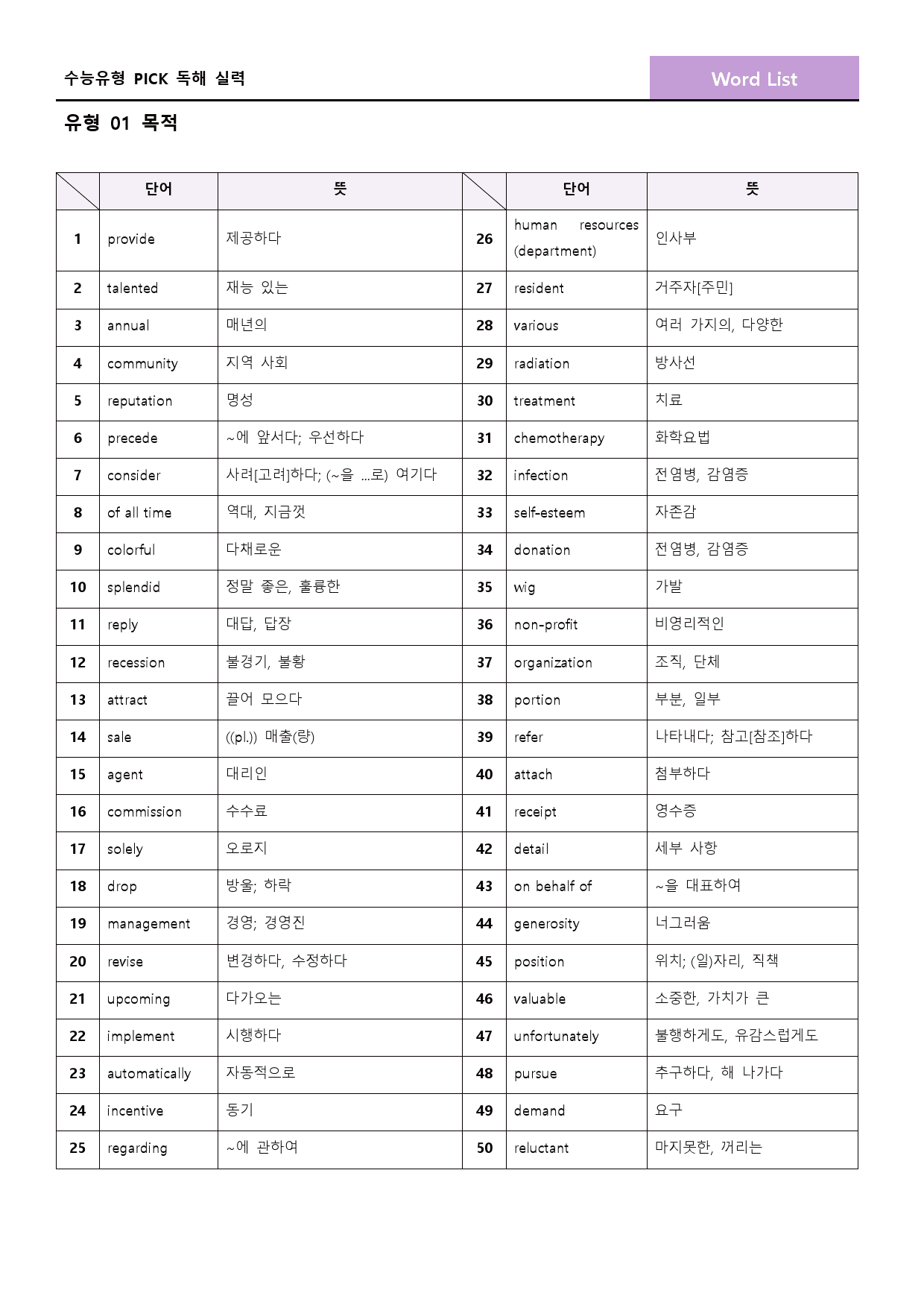 수능 유형 픽 pick 독해 실력 워크북 한줄 단어 1 01 1강 1과_preview_39