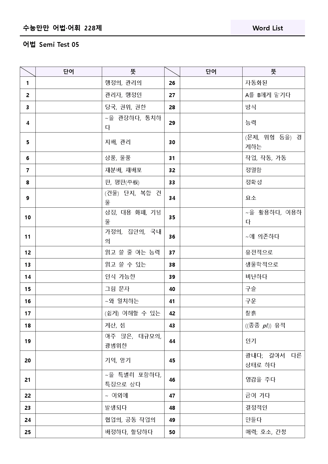 수능만만 228제 워크북 어법 semi test 5강 49 - 60_preview_84