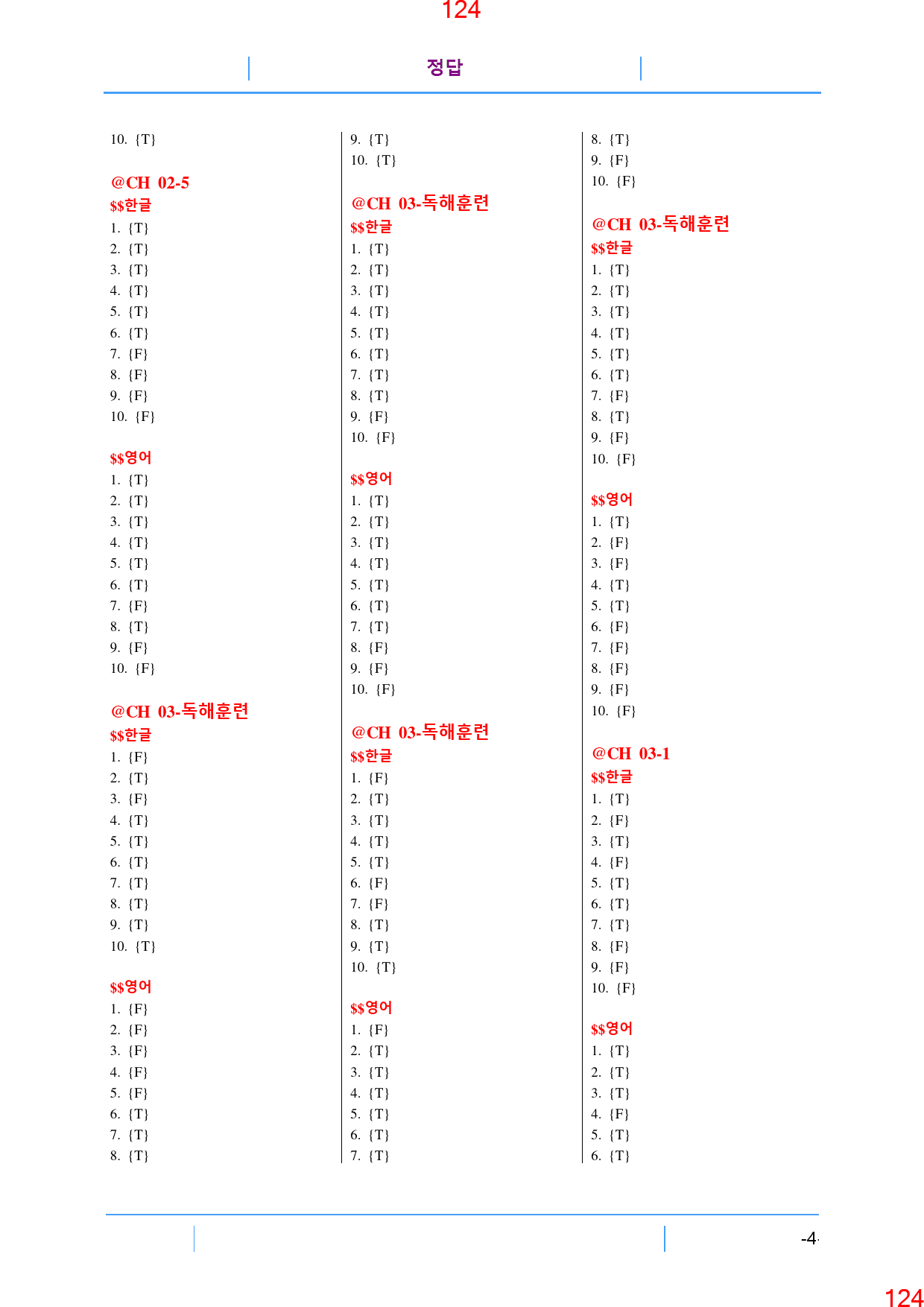 B 내용흐름 파악 난이도4. 내용일치(T,F), 143쪽(책 전체)_preview_125