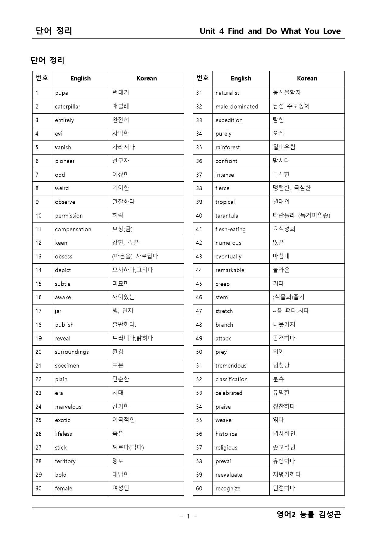 영어2 능률 김성곤 4단원 본문분석 + 워크북_preview_1