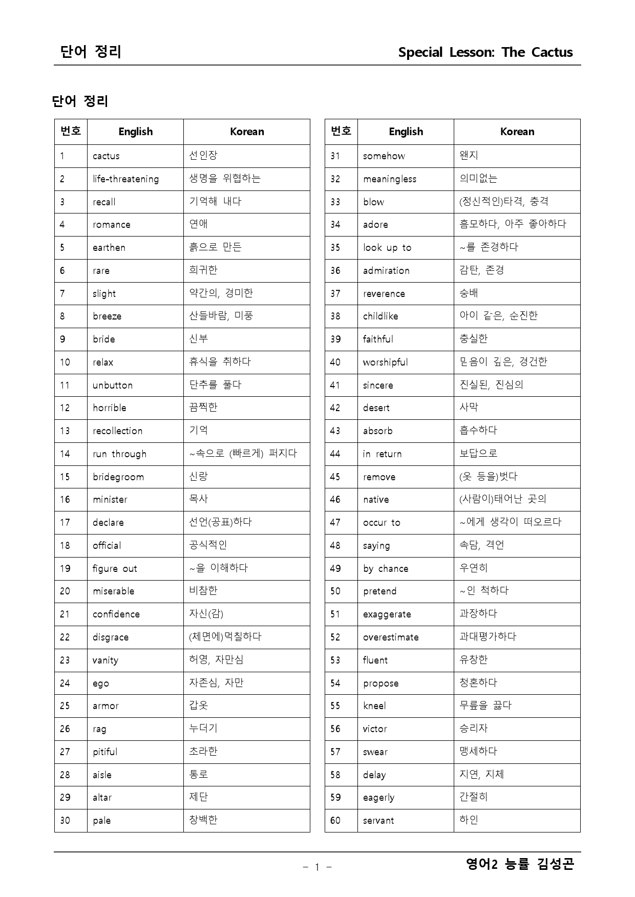 영어2 능률 김성곤 Special 본문분석 + 워크북_preview_1