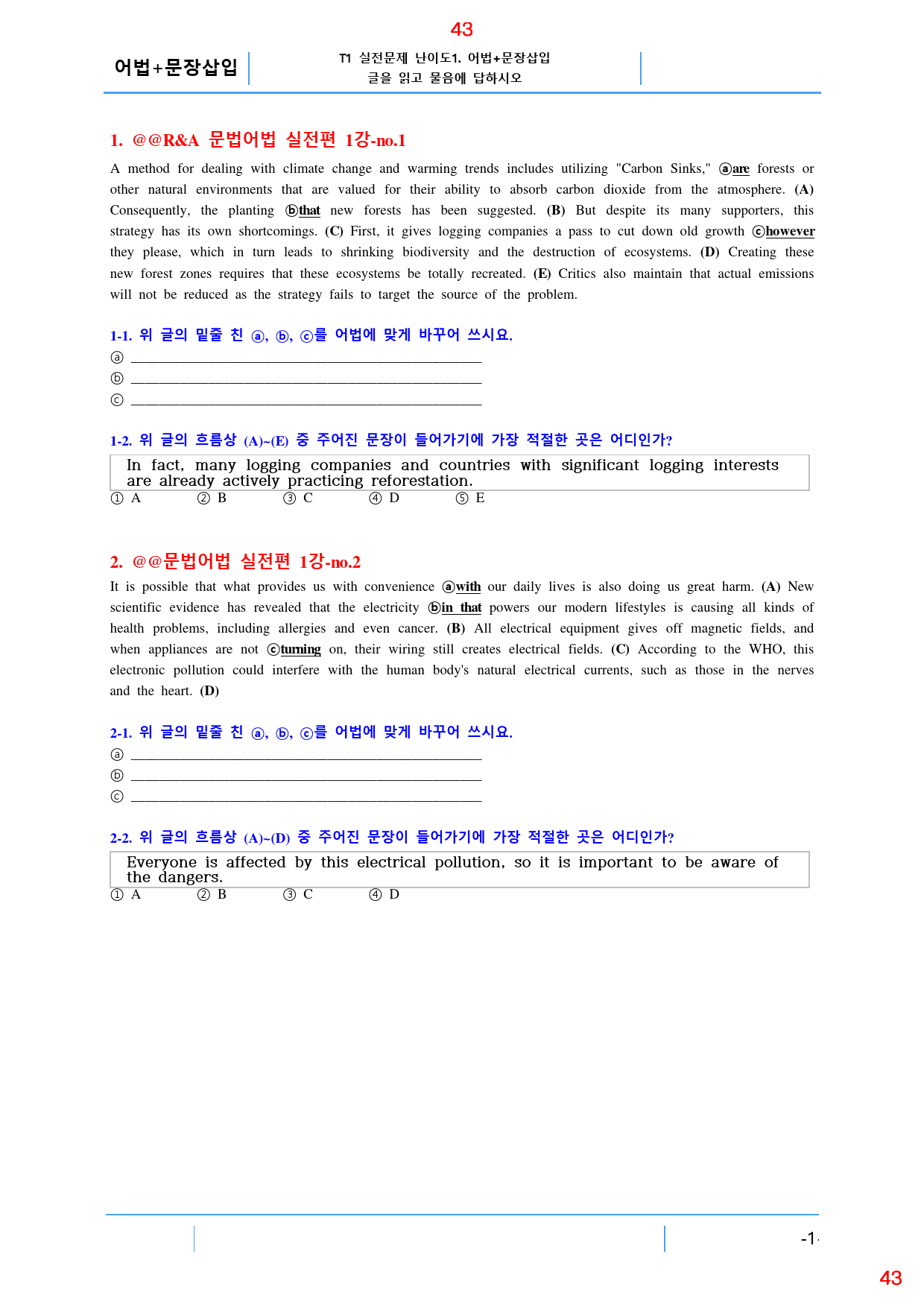 맞수 수능문법어법 실전편 1강 전체 올인 23종 자료, 76제, 53쪽_preview_43