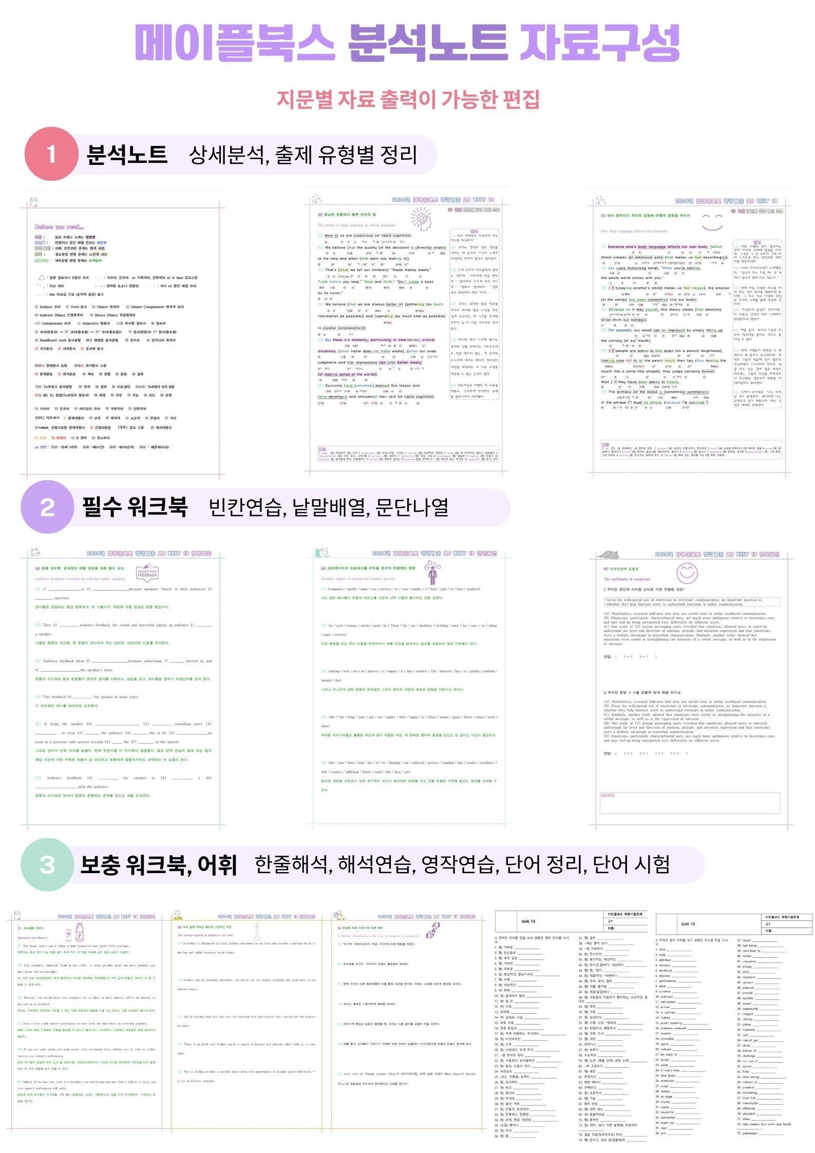 다빈출 코드 고1 독해 분석노트 UNIT 1 01 1강 1과 24년_promotion