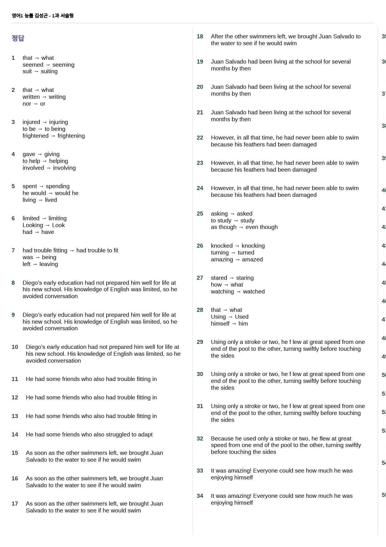 영어1 능률 김성곤 1과 - 서술형 72제(어형변형,영작)_preview_32