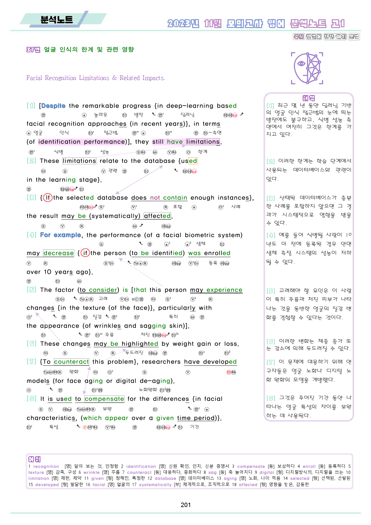 2023년 11월 고1 모의고사 영어 분석 노트 워크북 8종 _preview_202
