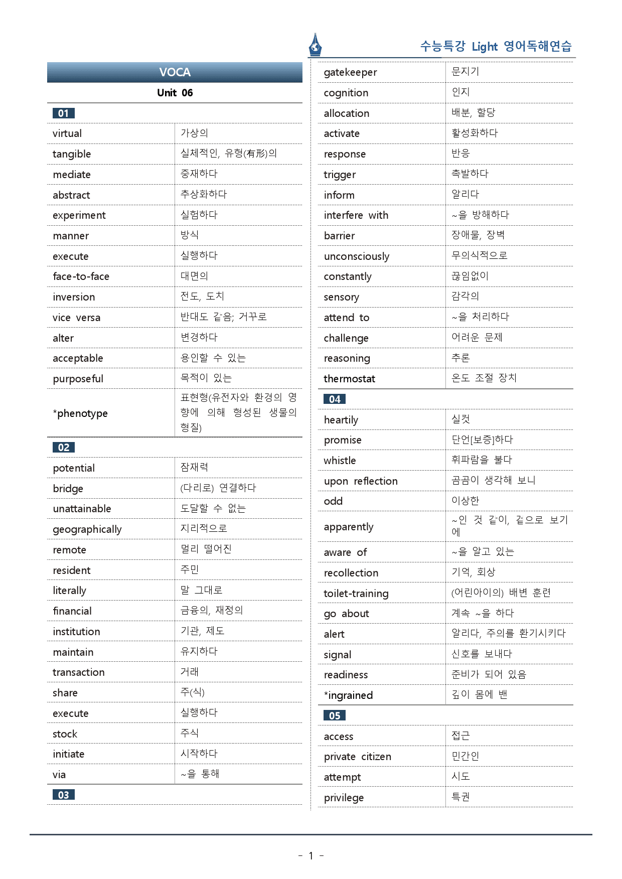6강 수능특강 LIGHT 영어독해연습_워크북+변형문제 (70p)_preview_1